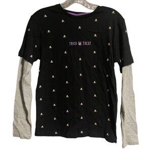 Denim & Flower Boys Halloween Long Sleeve Layered Shirt Skull Print Size 11/12